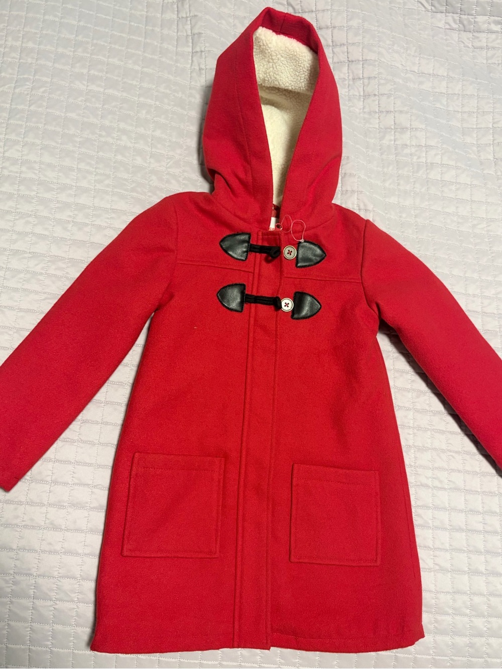 Joe Fresh Red Hooded Pea Coat with Toggle Closures